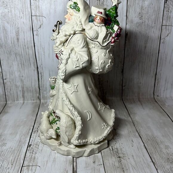 Santa Claus Porcelain Figurine with Animals Present Sack - Picture 4 of 7